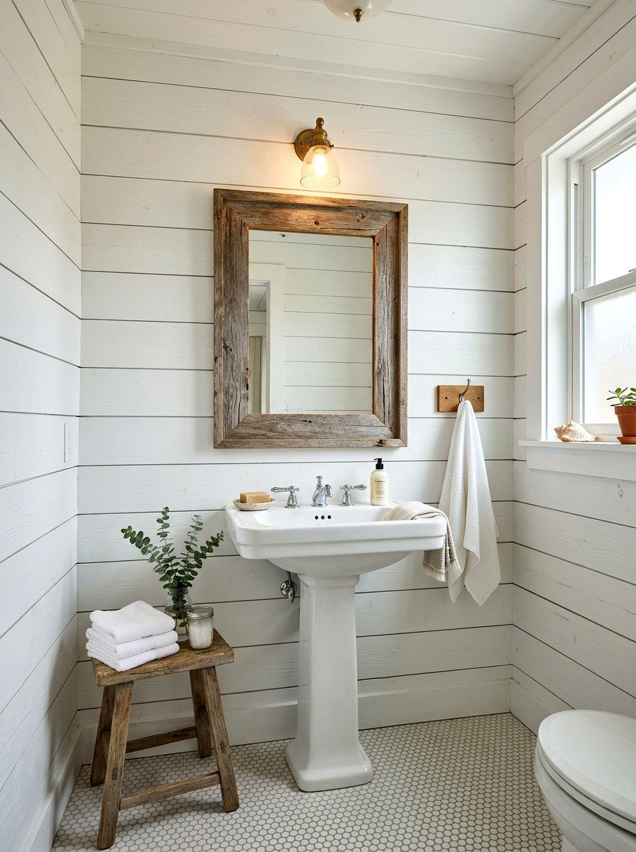 Shiplap Wall Panels - 30 seaside bathroom ideas