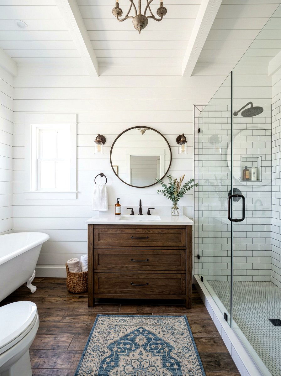 Shiplap Wall Planks - 30 cottage bathroom ideas