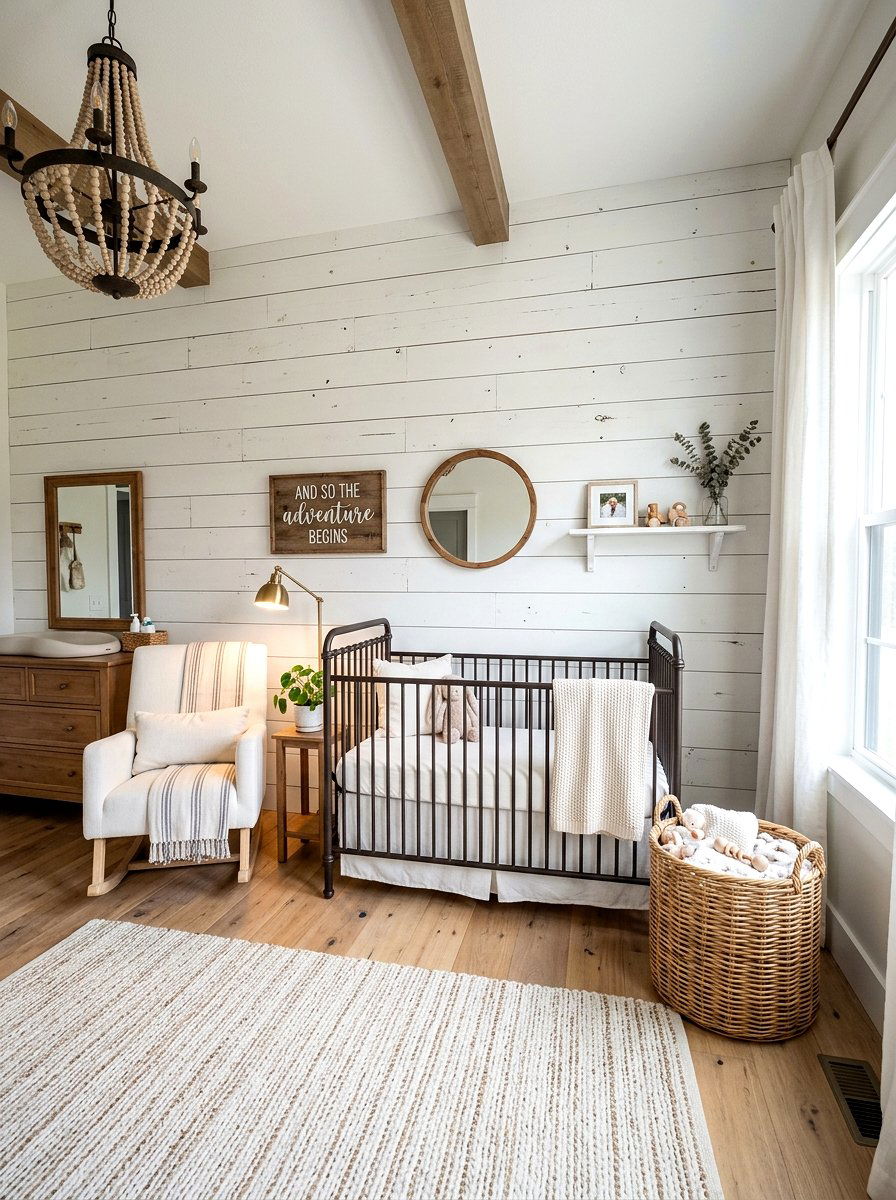 Shiplap Wood Accent Wall - 30 nursery wall decor ideas