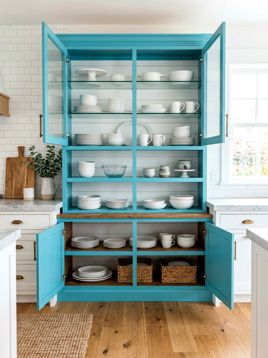 Shiplap back china cabinet - 30 china cabinet makeover ideas