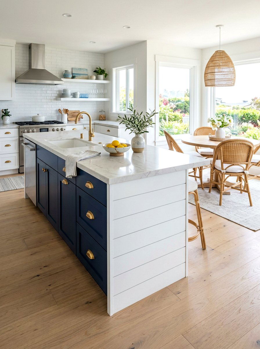 Shiplap decorative panel - 30 island end cap ideas