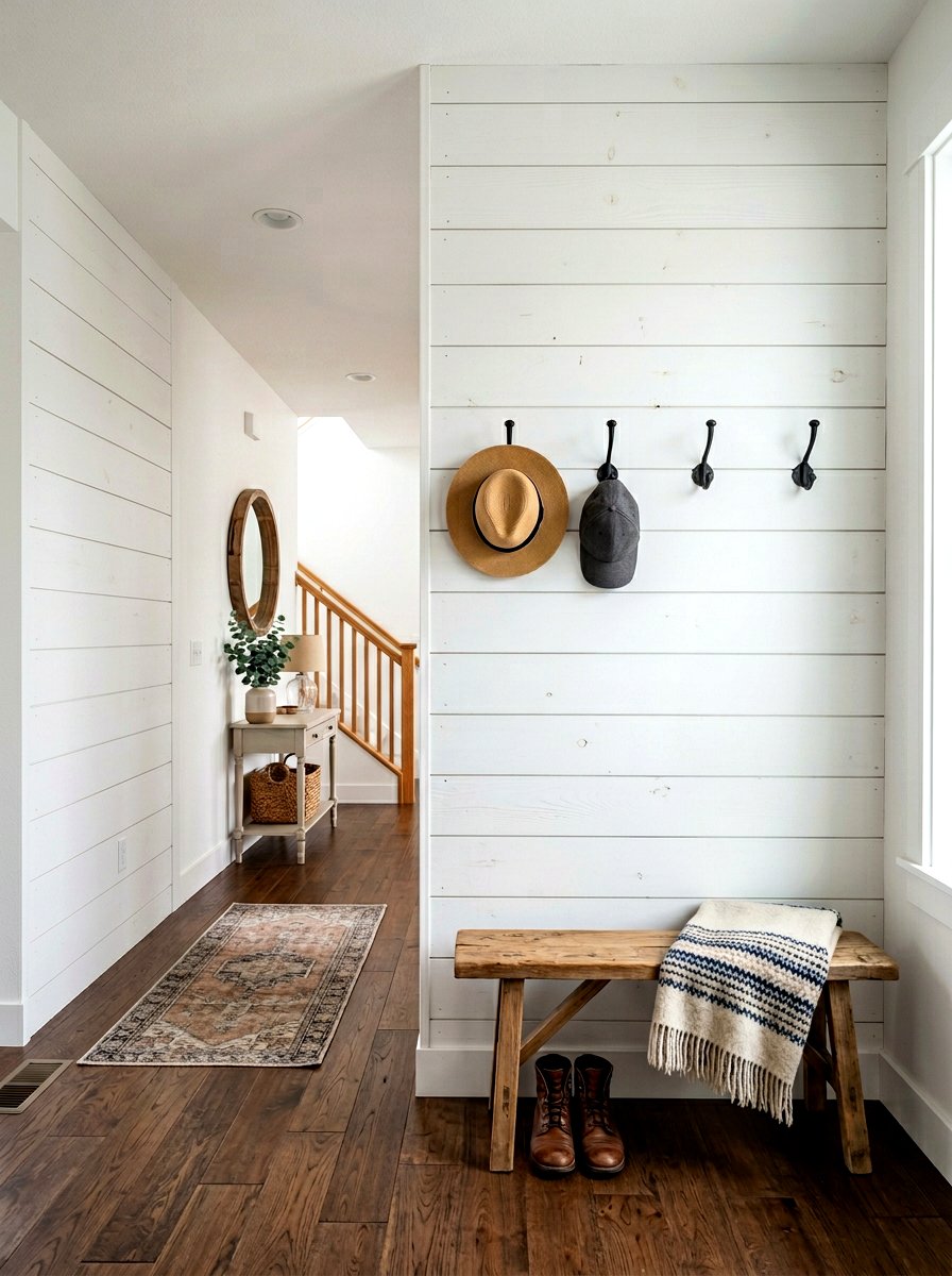Shiplap entryway accent wall - 30 earthy entryway ideas