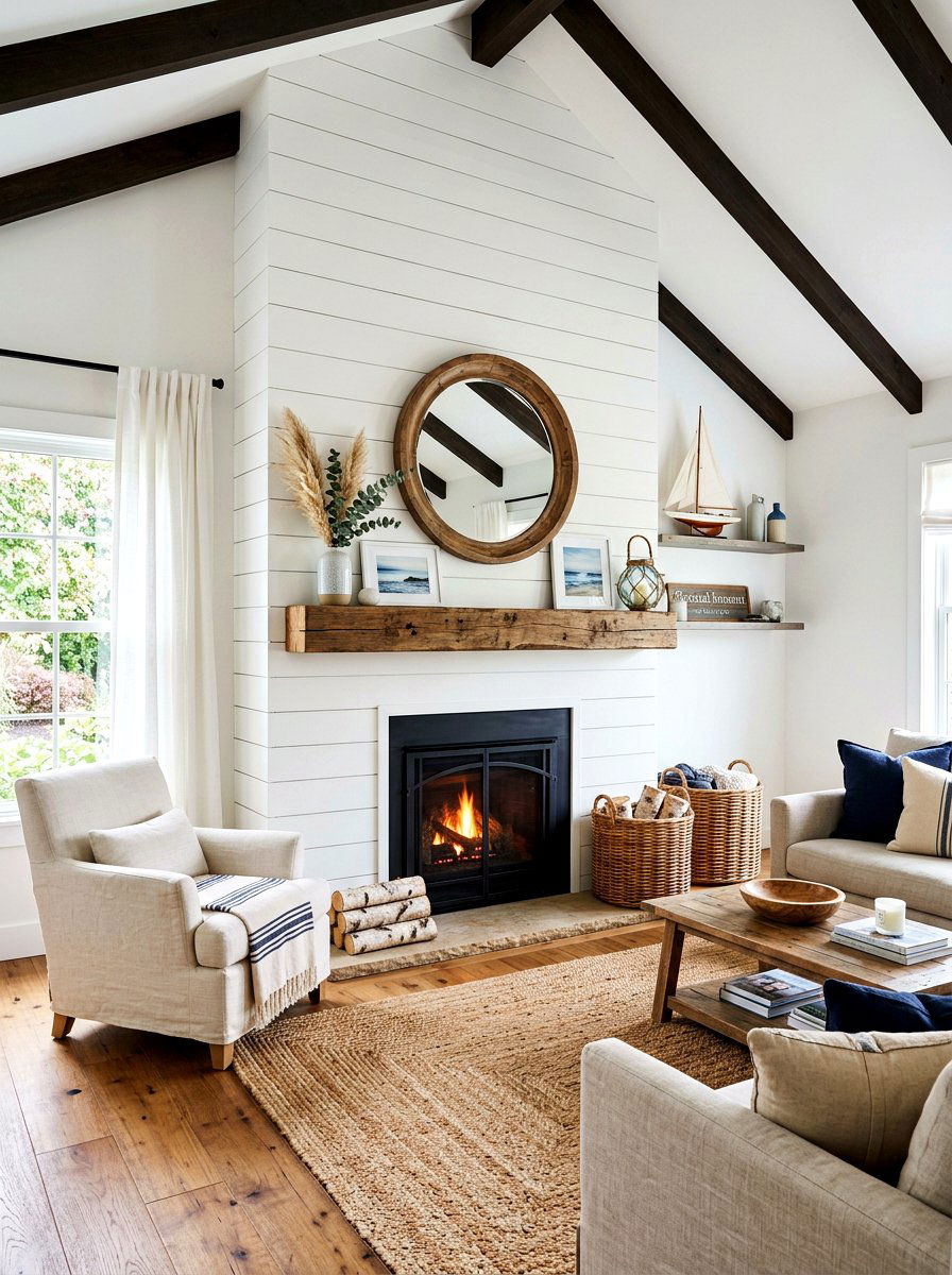 Shiplap fireplace - 30 living room fireplace ideas