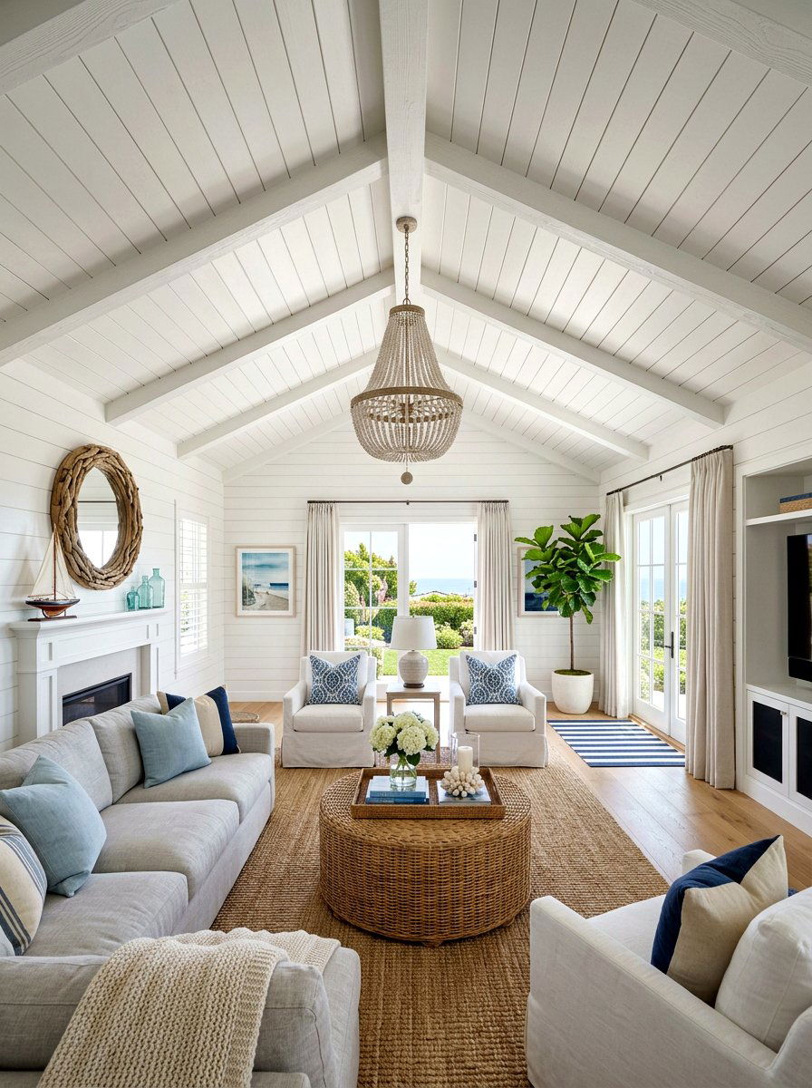 Shiplap vaulted living room - 30 vaulted living room ideas