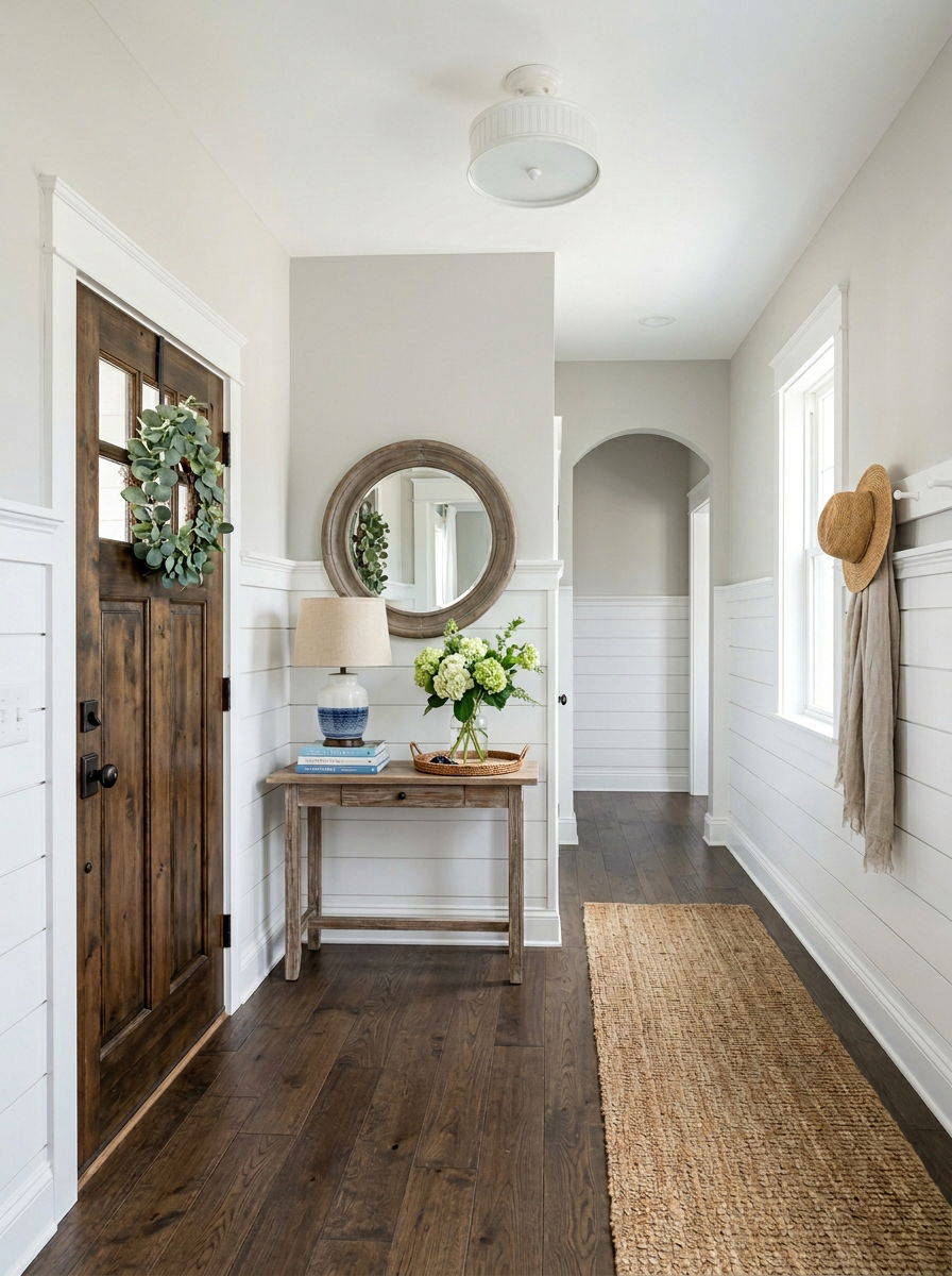 Shiplap wainscoting wall - 30 small entryway ideas