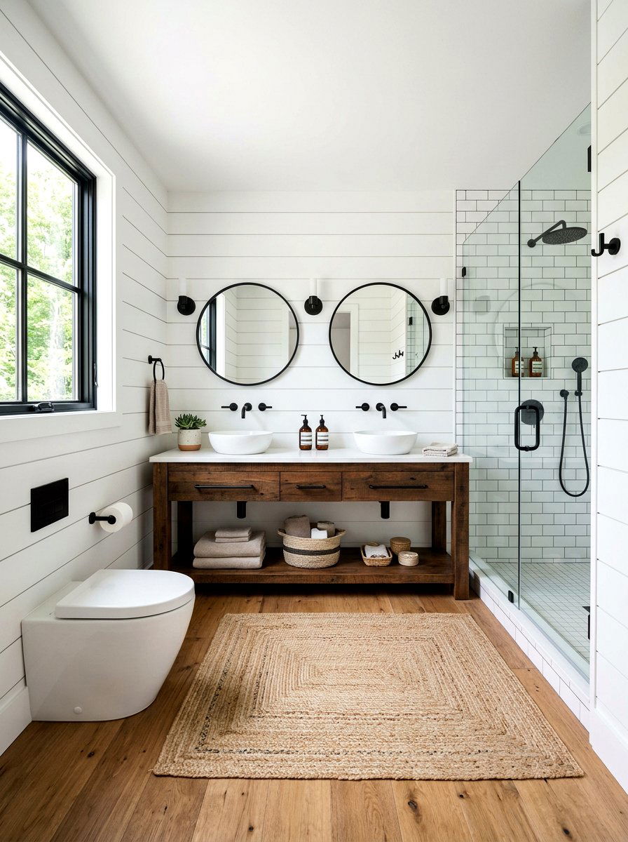Shiplap wall bathroom - 30 rustic bathroom ideas
