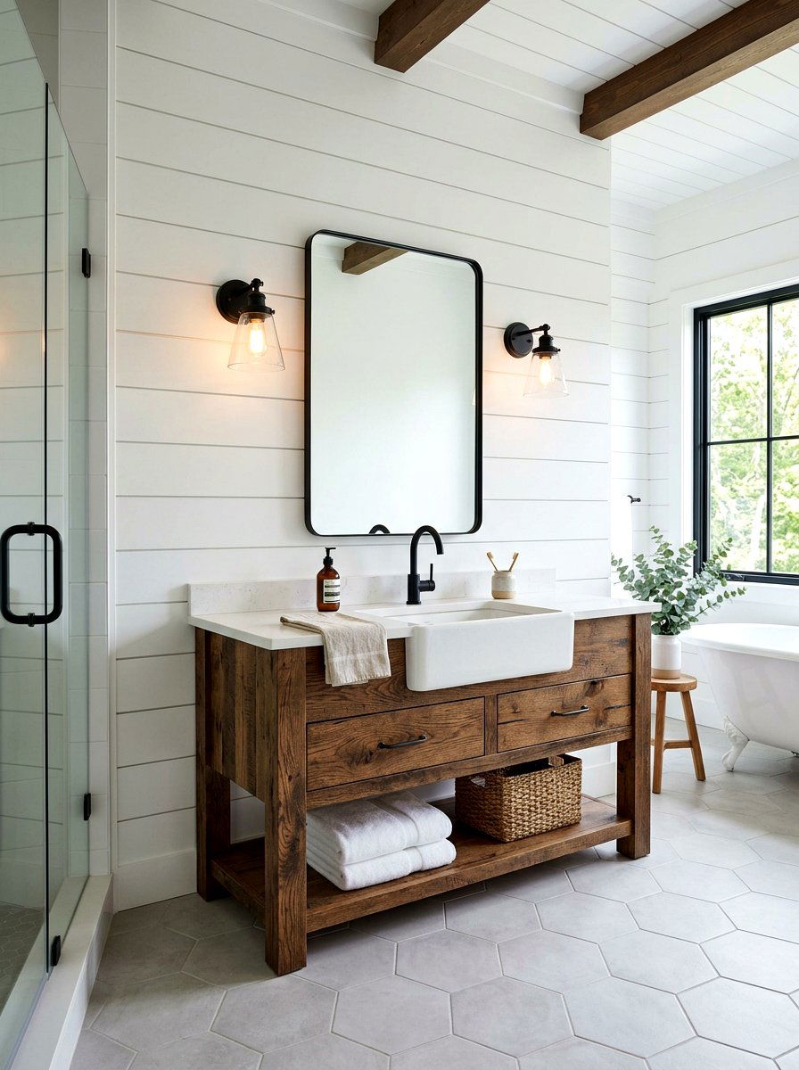Shiplap wall paneling bathroom - 30 bathroom wall decor ideas