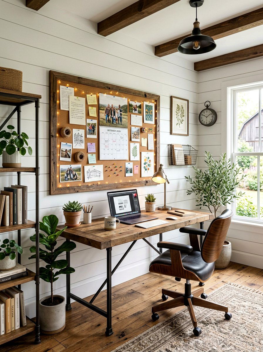 Shiplap wall pinboard office - 30 pinboard office aesthetic ideas
