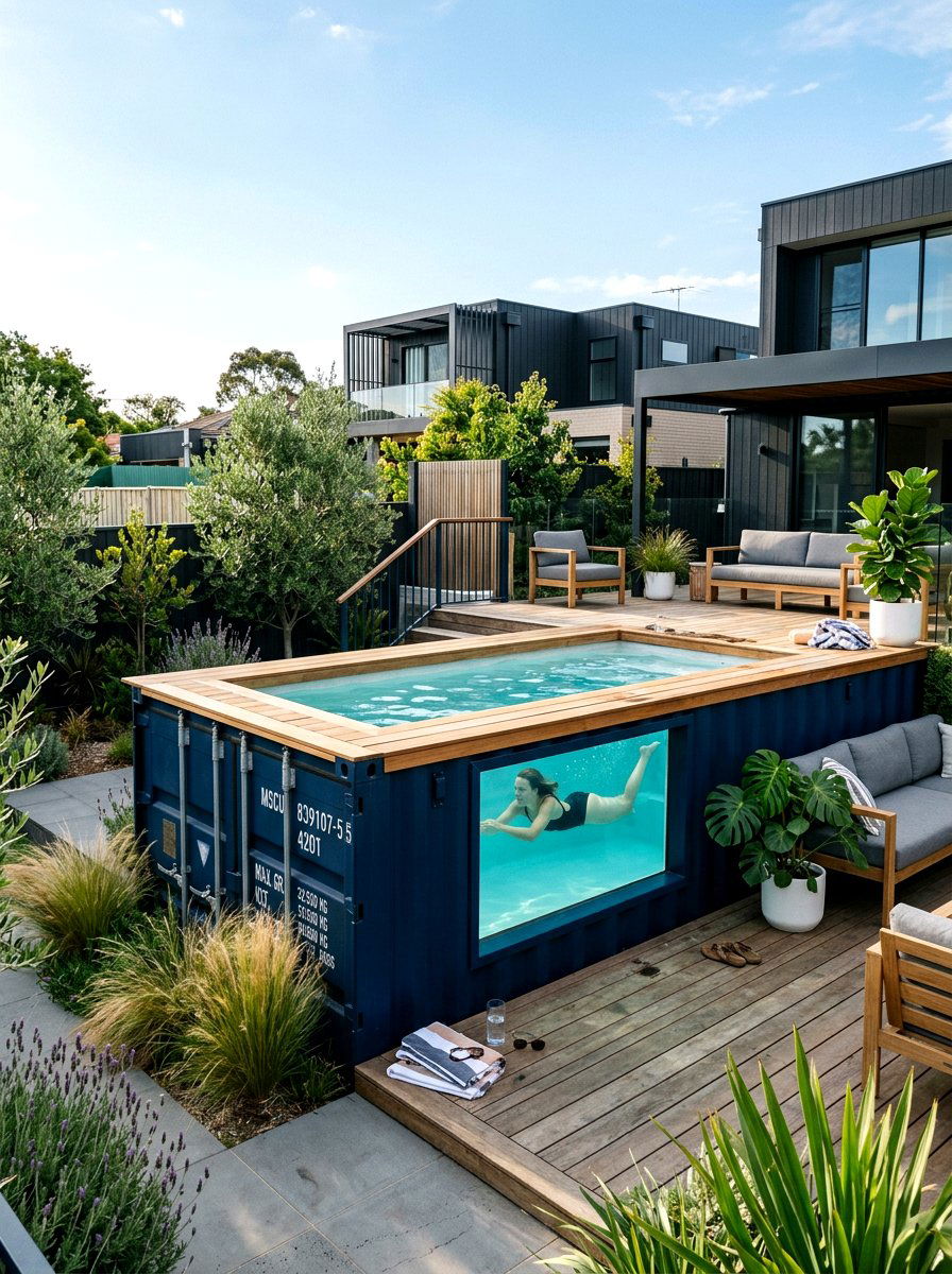 Shipping Container Pool - 30 narrow pool ideas