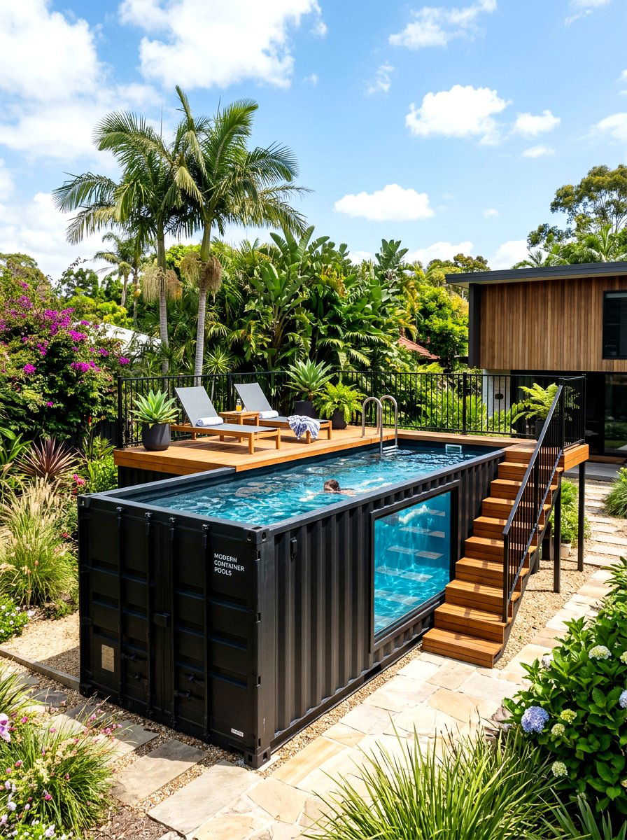 Shipping Container Pool - 30 small backyard pool ideas