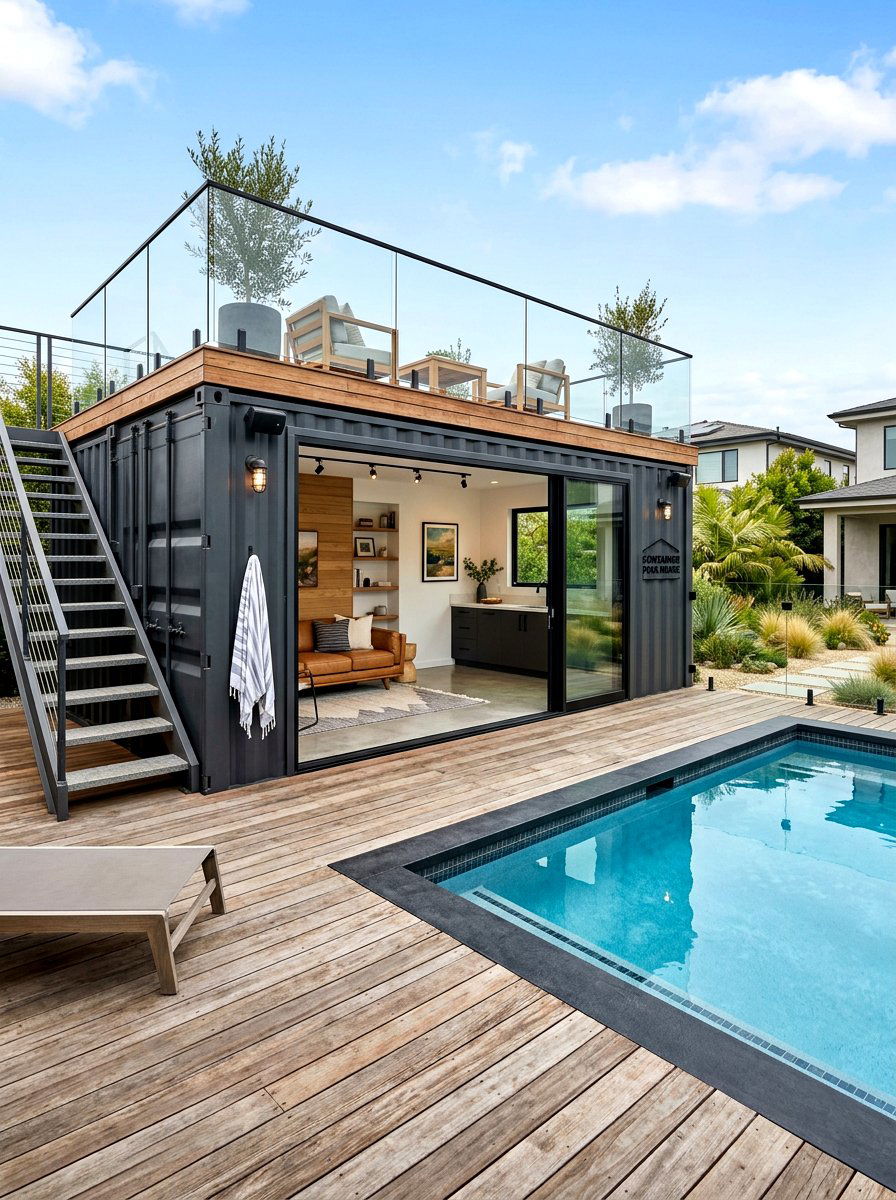 Shipping Container Pool House - 30 pool house ideas