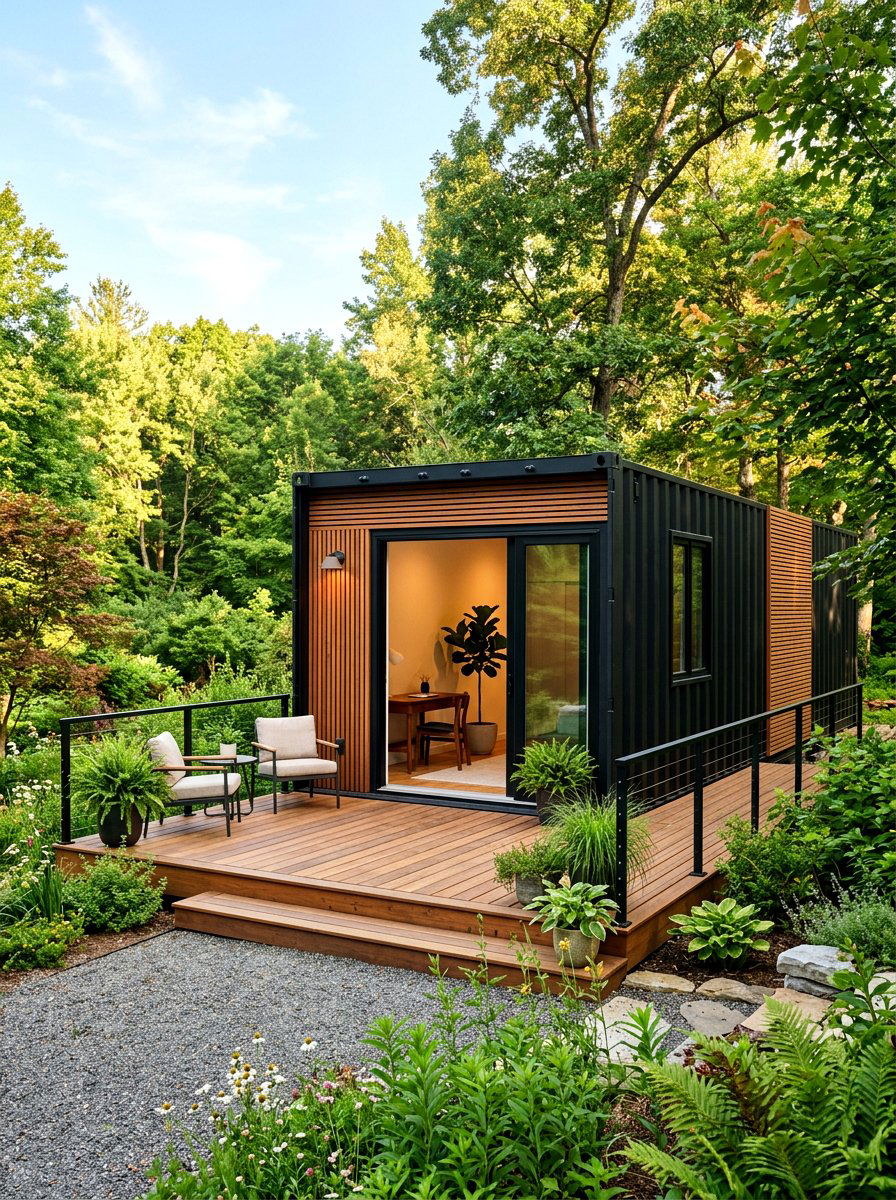 Shipping Container Studio - 30 hidden garden room backyard ideas
