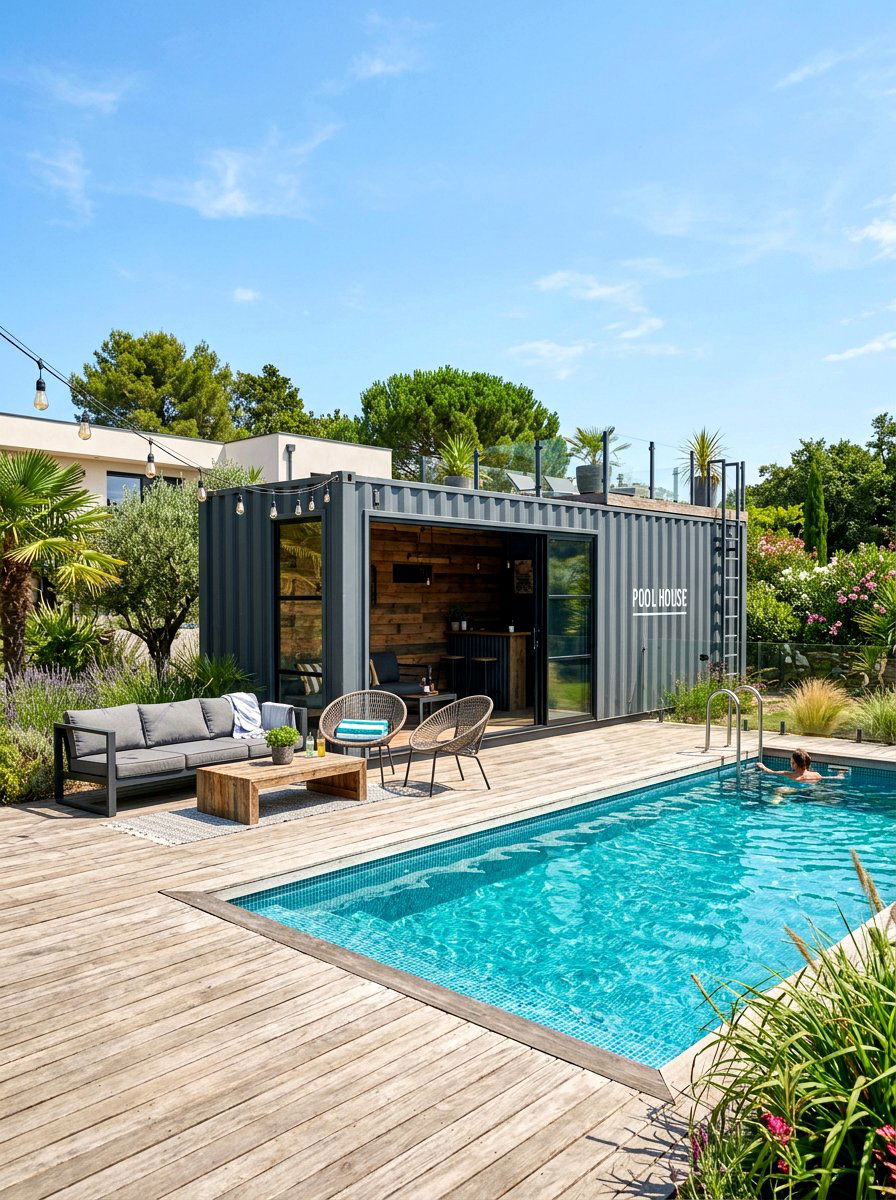 Shipping container pool house - 30 modern pool house ideas