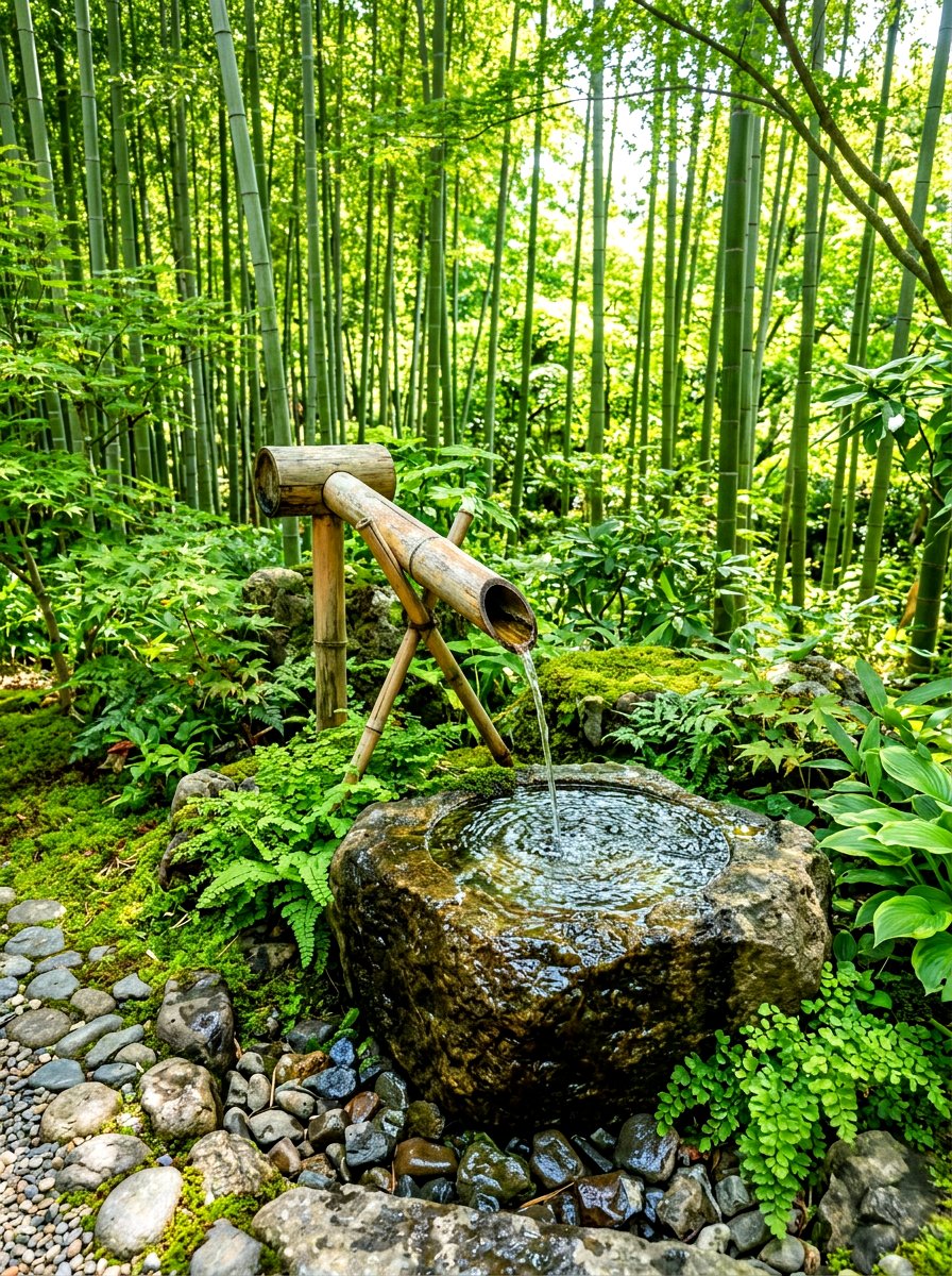 Shishi Odoshi Fountain - 30 Japanese garden ideas