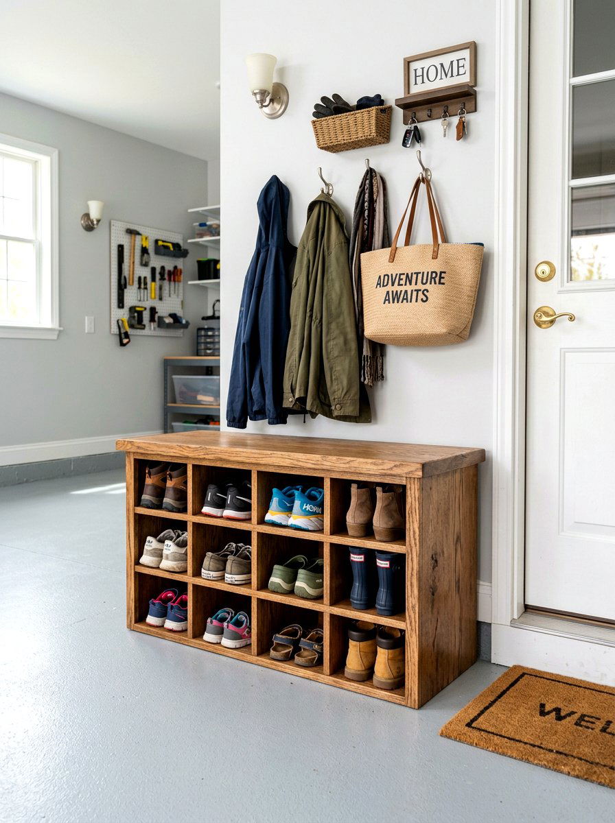 Shoe Storage Bench - 30 garage storage ideas