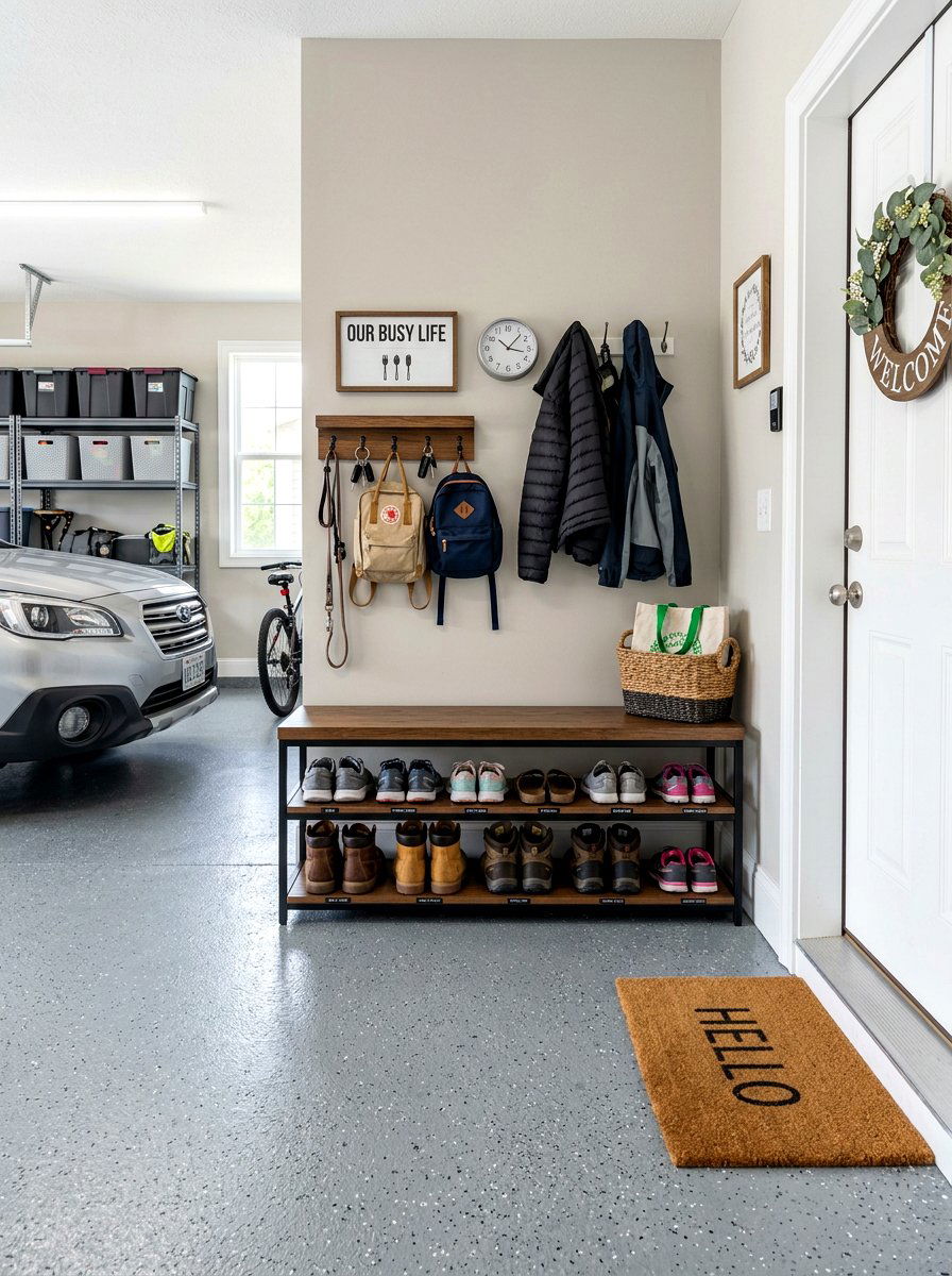 Shoe Storage Benches - 30 garage organization ideas