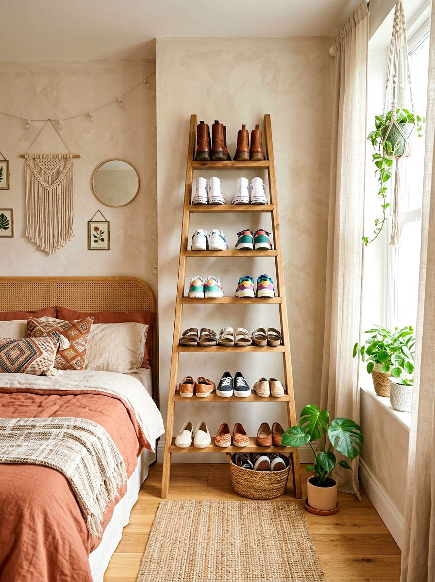 Shoe Wall Ladder - 30 shoe wall storage ideas