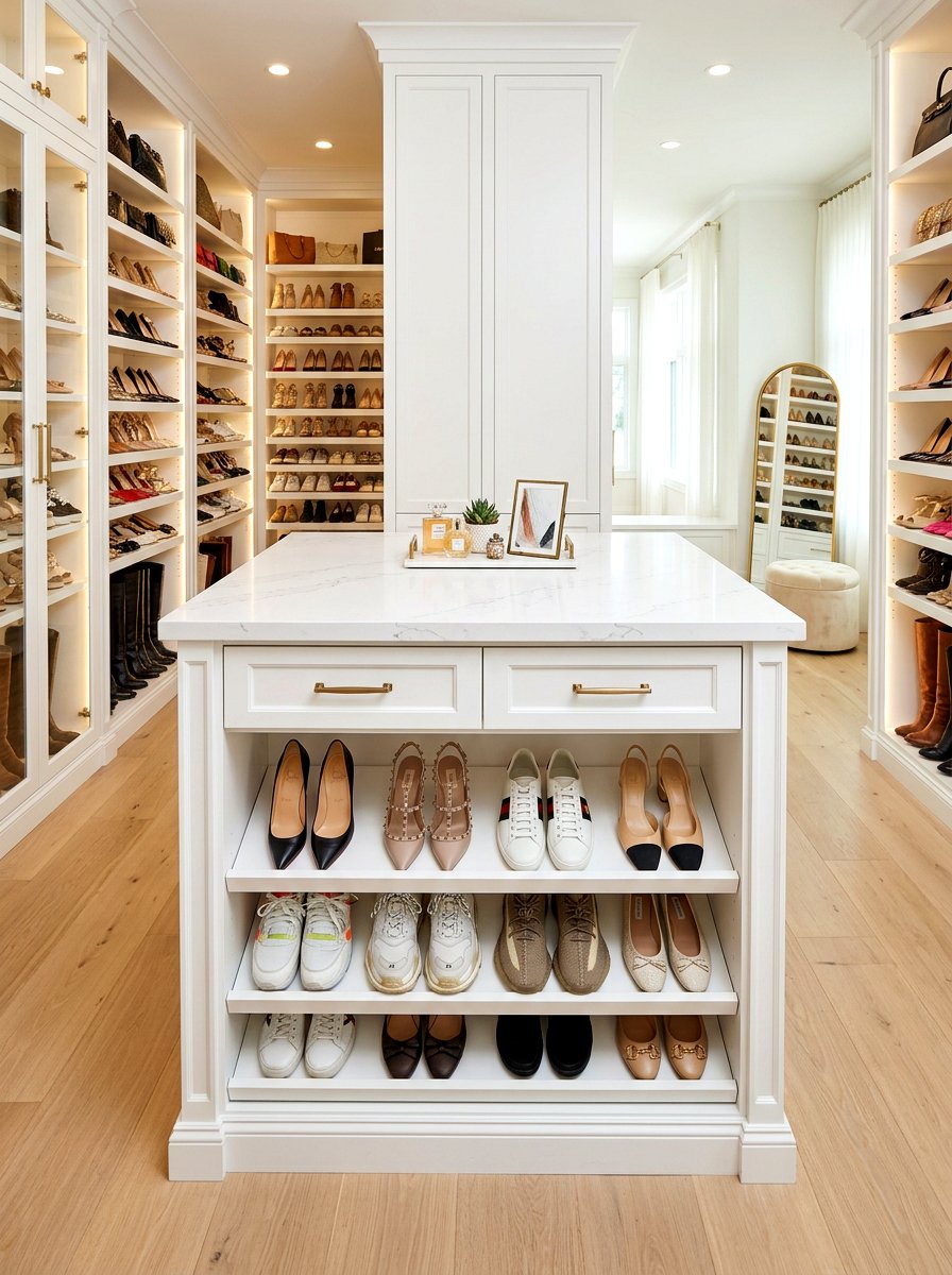 Shoe storage closet island - 30 island dresser closet ideas
