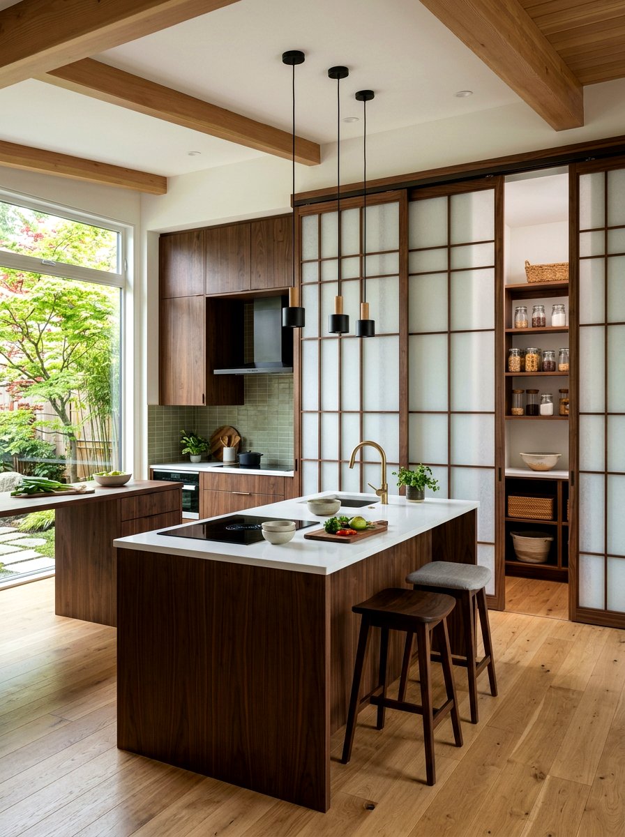 Shoji screen kitchen - 30 Japandi kitchen ideas