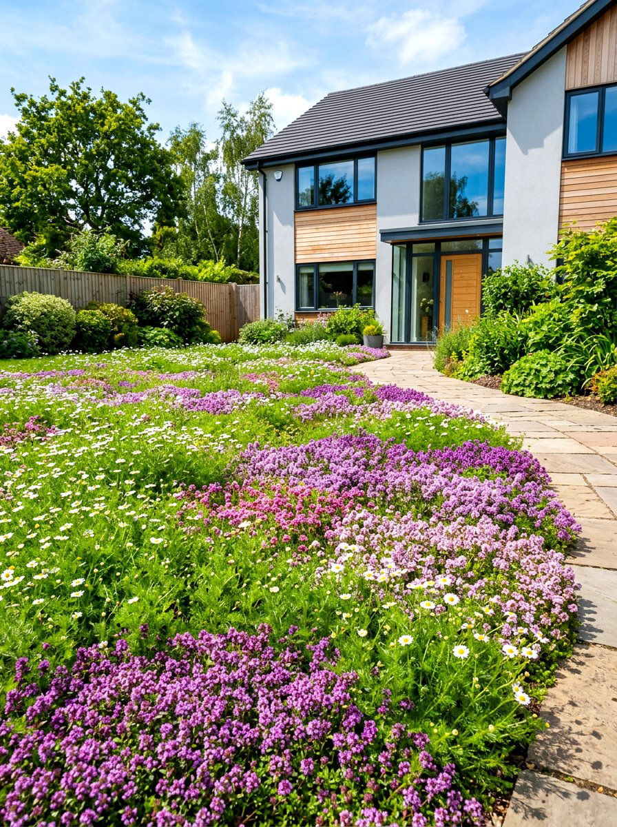 Short Wildflower Meadow Lawn - 30 meadow front yard ideas