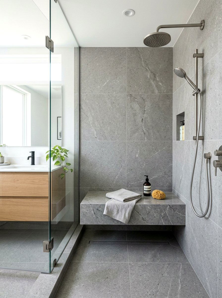 Shower Bench Seat - 30 curbless shower ideas