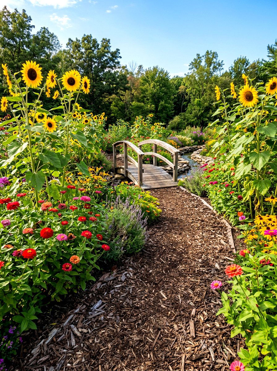 Shredded Bark Path - 30 mulch landscaping ideas