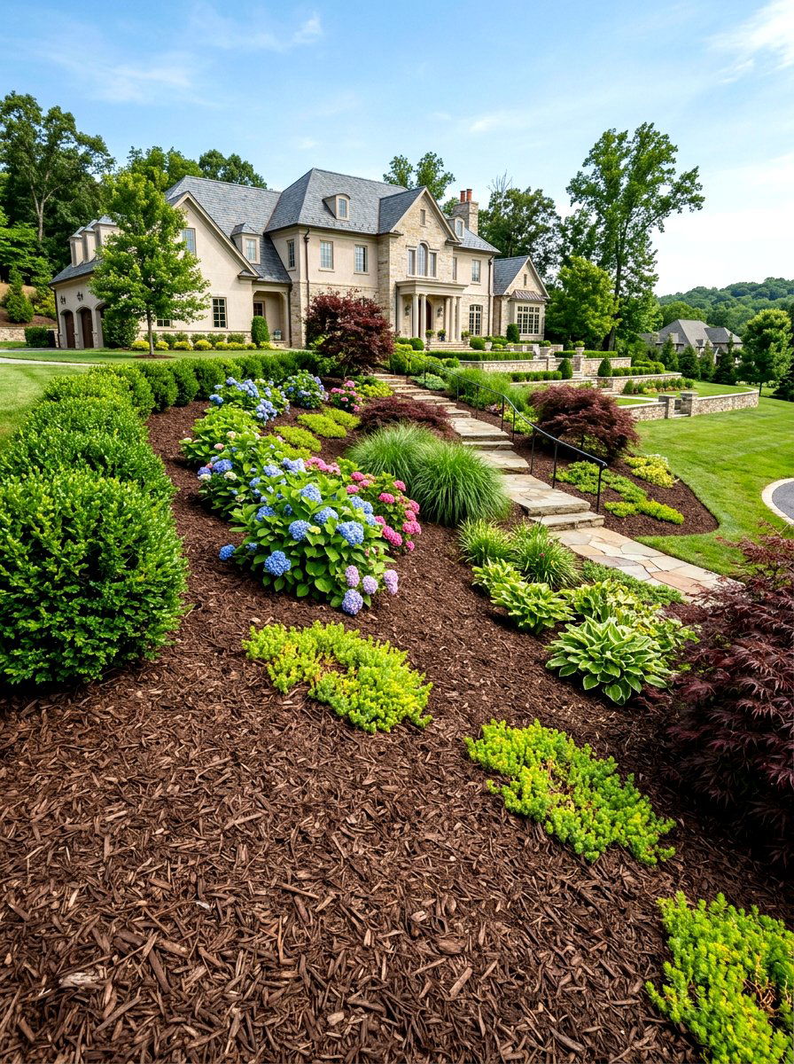 Shredded Hardwood Mulch - 30 front yard mulch ideas
