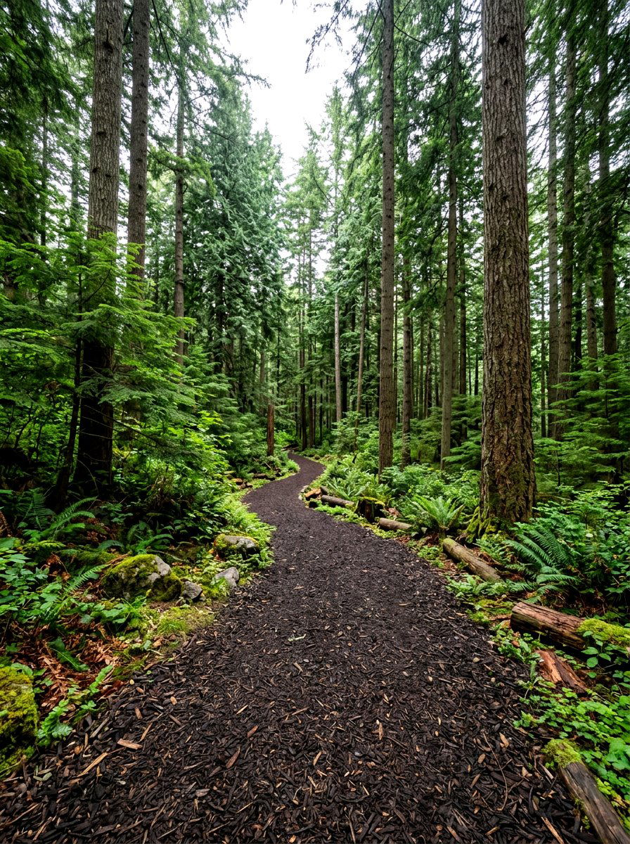 Shredded bark trail - 30 woodland path ideas