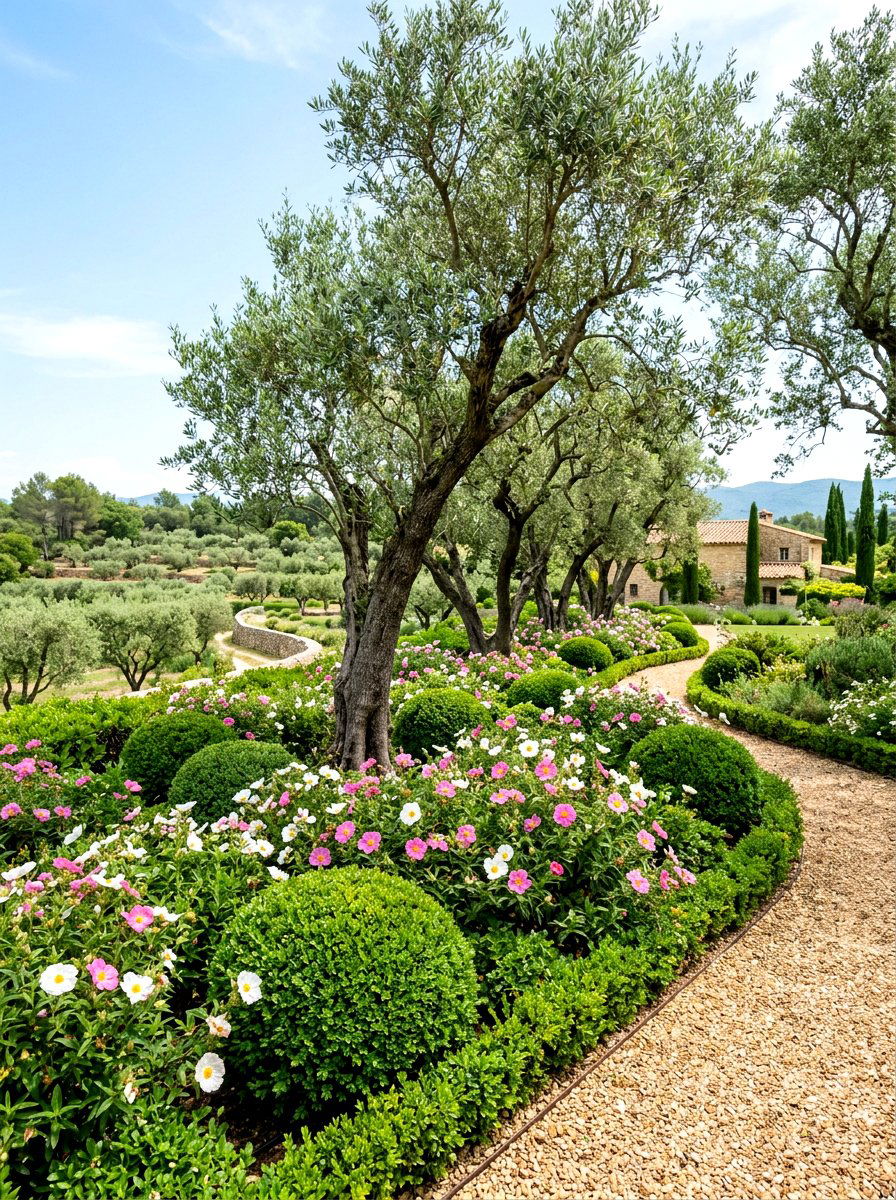 Shrub border for olive trees - 30 olive grove backyard ideas