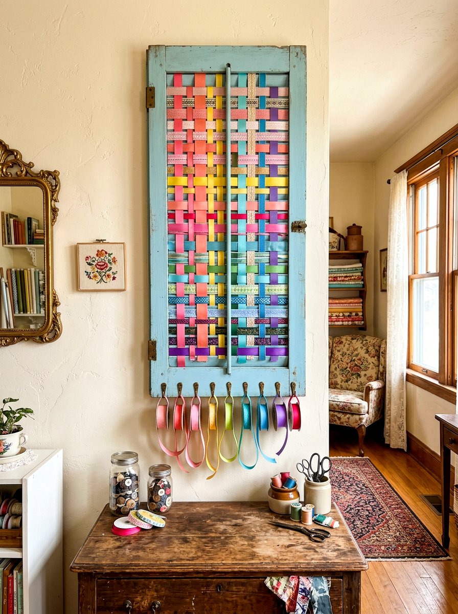 Shutter Ribbon Organizer - 30 ribbon storage ideas