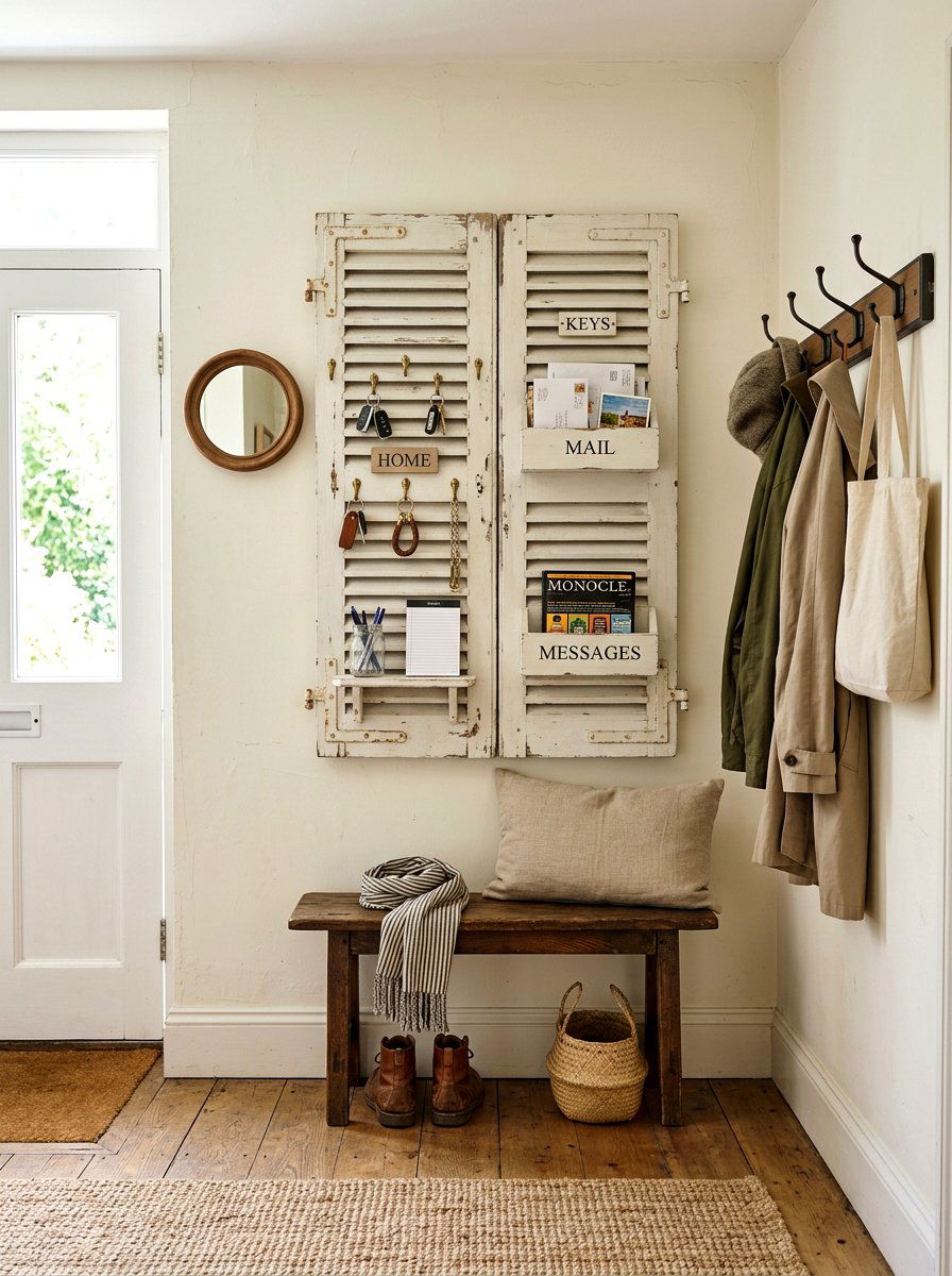 Shutter Wall Organizer - 30 vintage upcycled furniture ideas