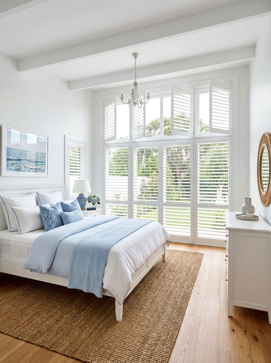 Shutter window bedroom - 30 coastal prep bedroom ideas