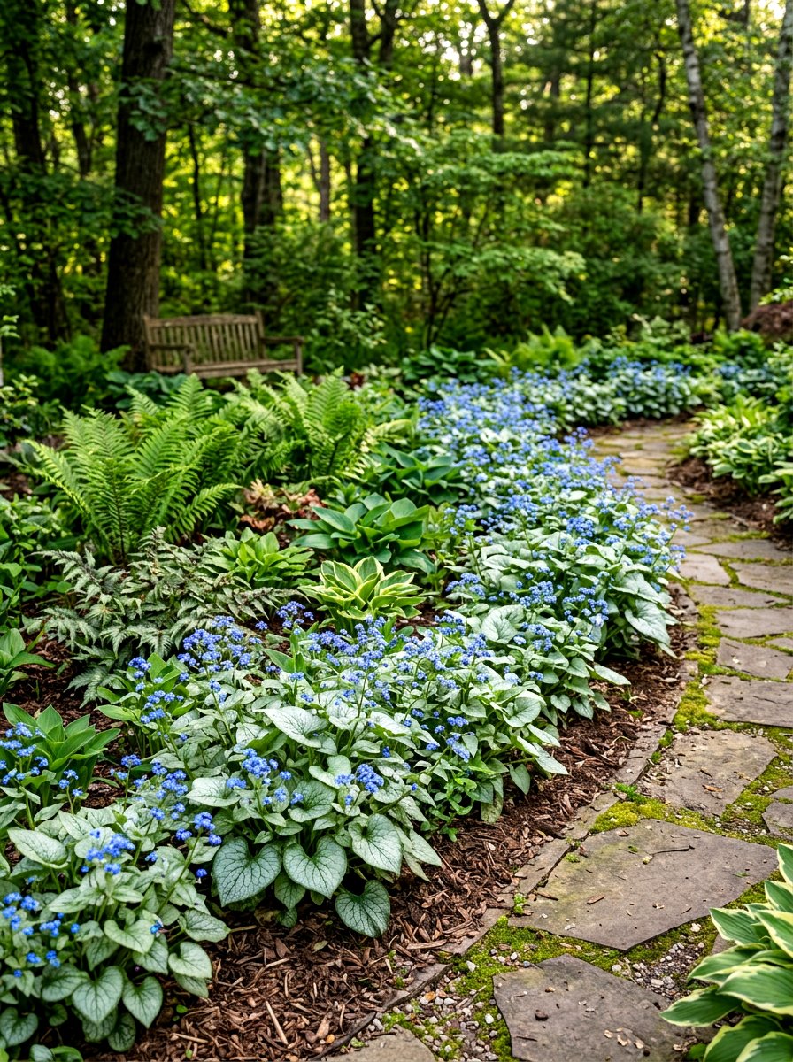 Siberian Bugloss Border - 30 early spring flower bed ideas