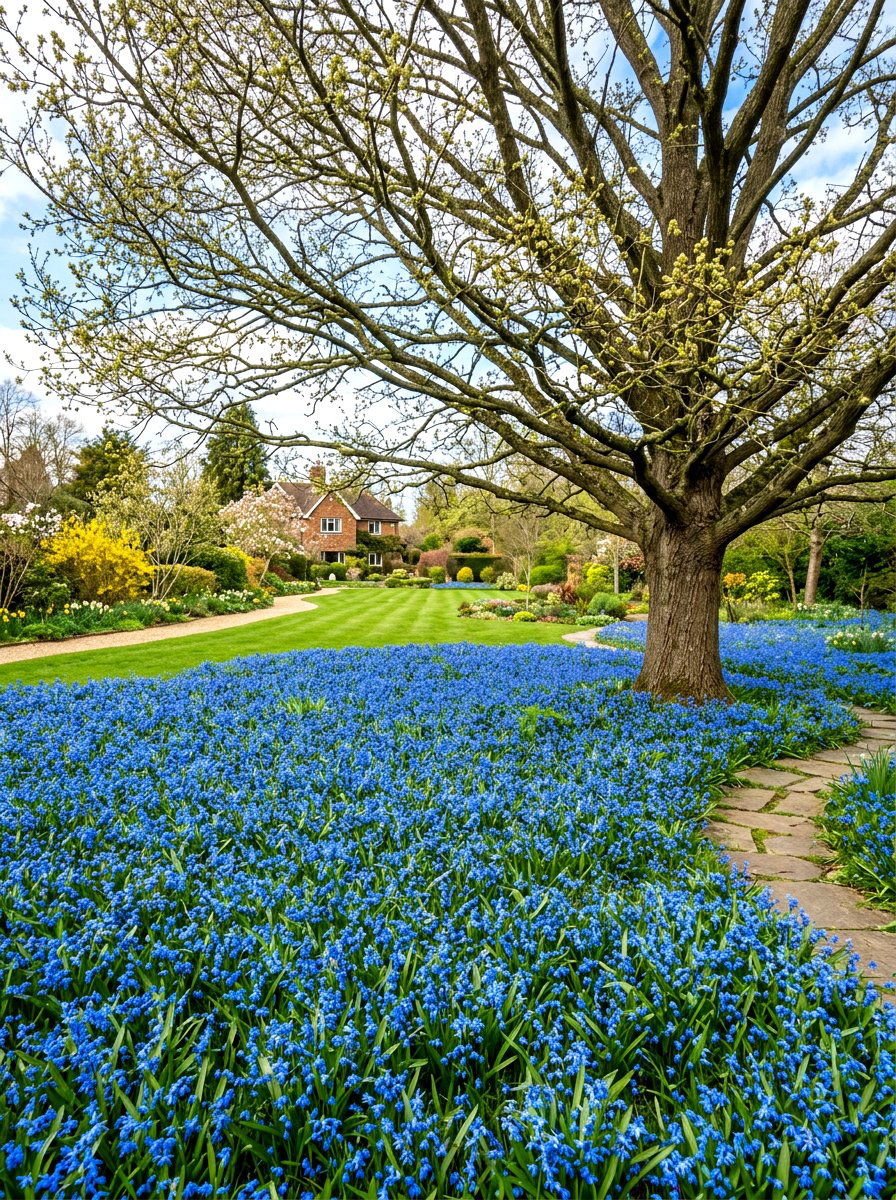 Siberian Squill Groundcover - 30 spring bulb border ideas