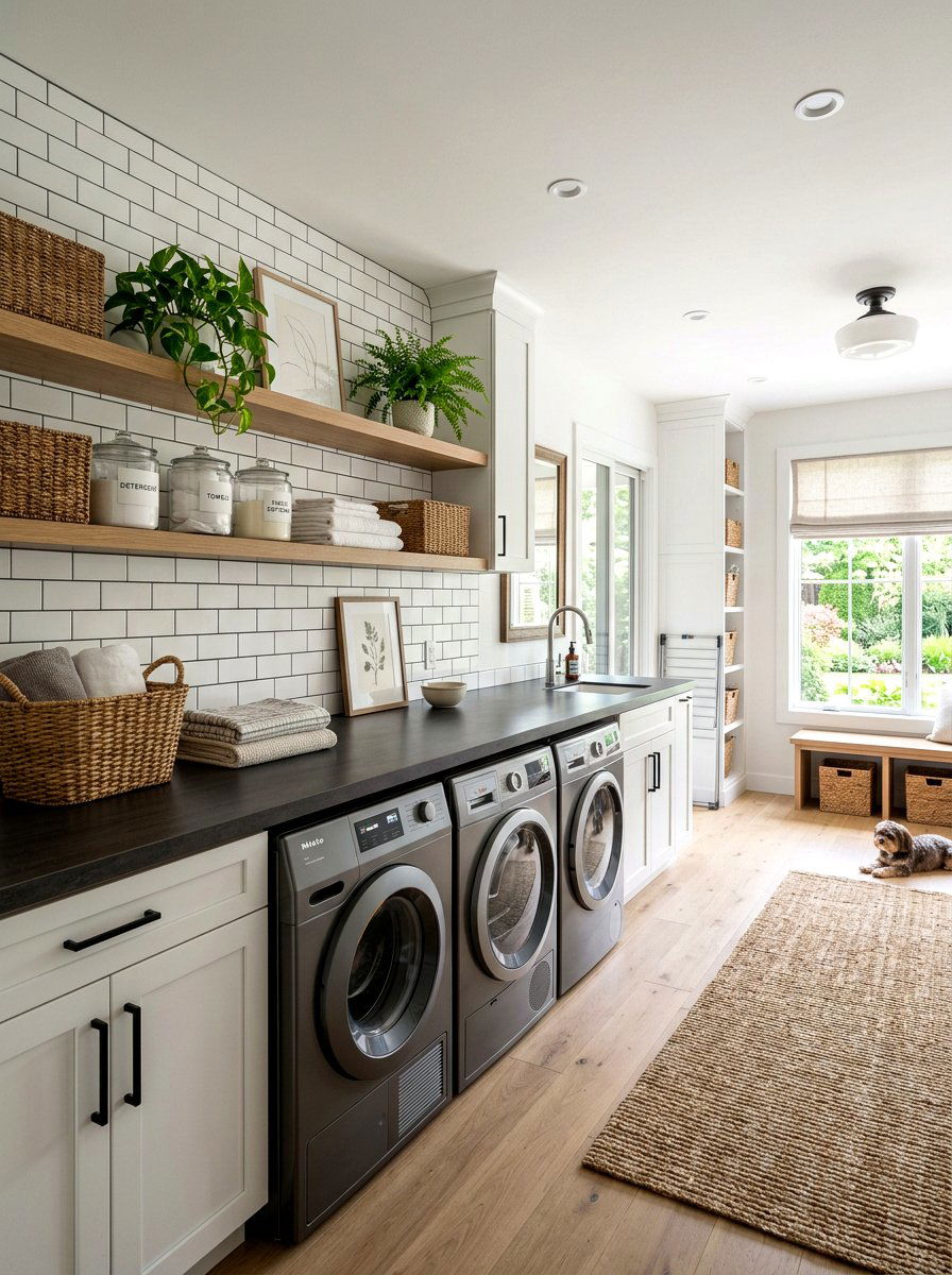 Side By Side Washer Shelf - 30 laundry room shelf ideas