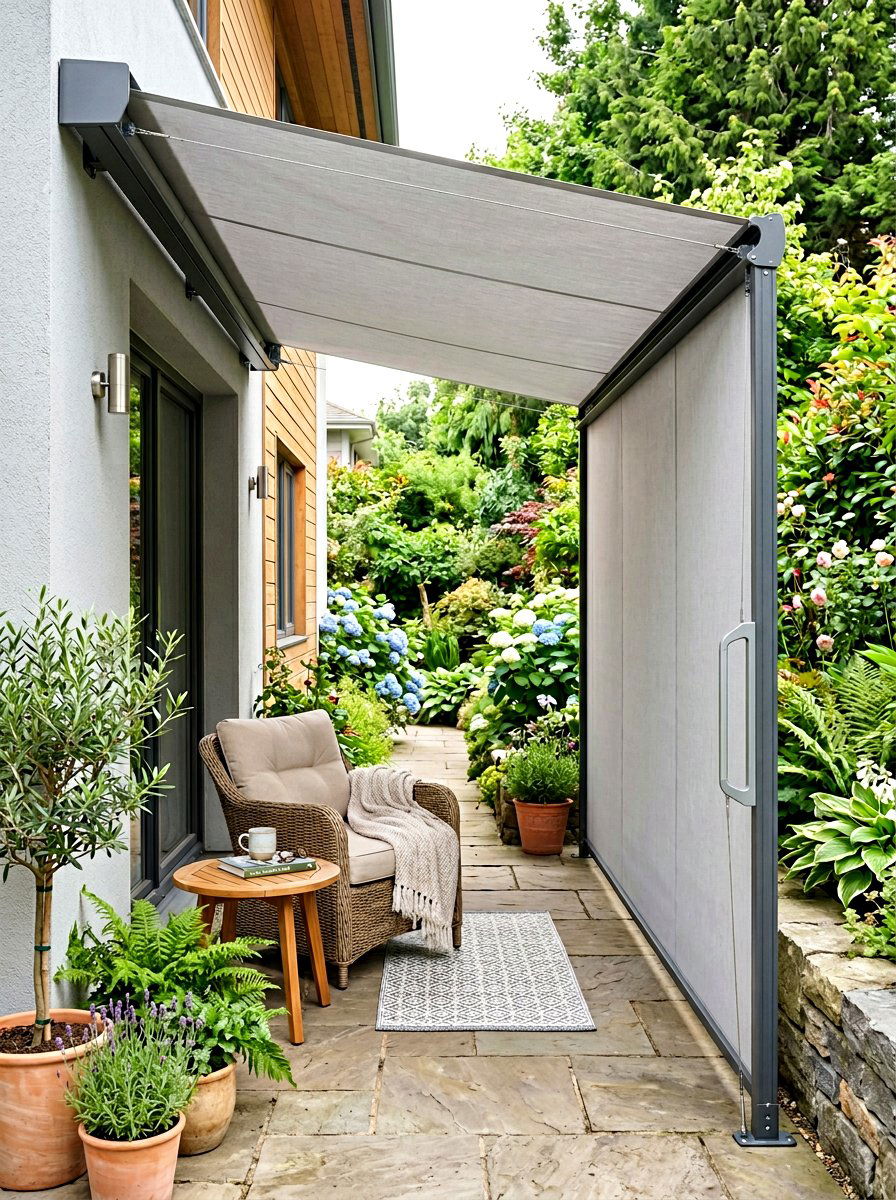 Side Pull Retractable Awning - 30 retractable awning ideas