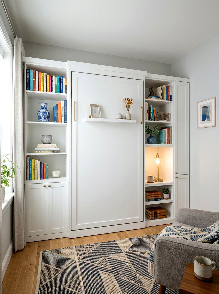 Side Storage Murphy Bed - 30 fold out bed room ideas