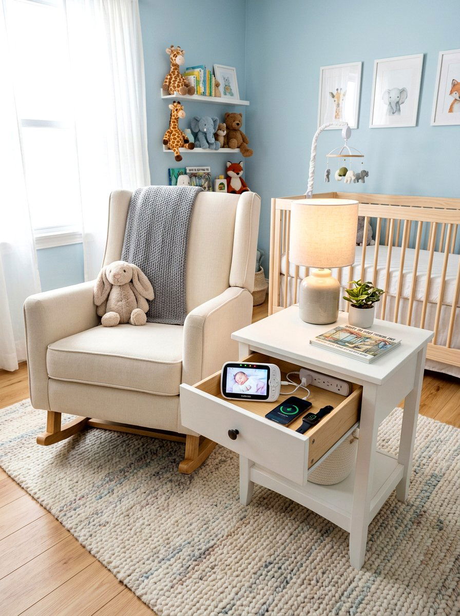 Side Table Charging Drawer - 30 hidden charging drawer ideas