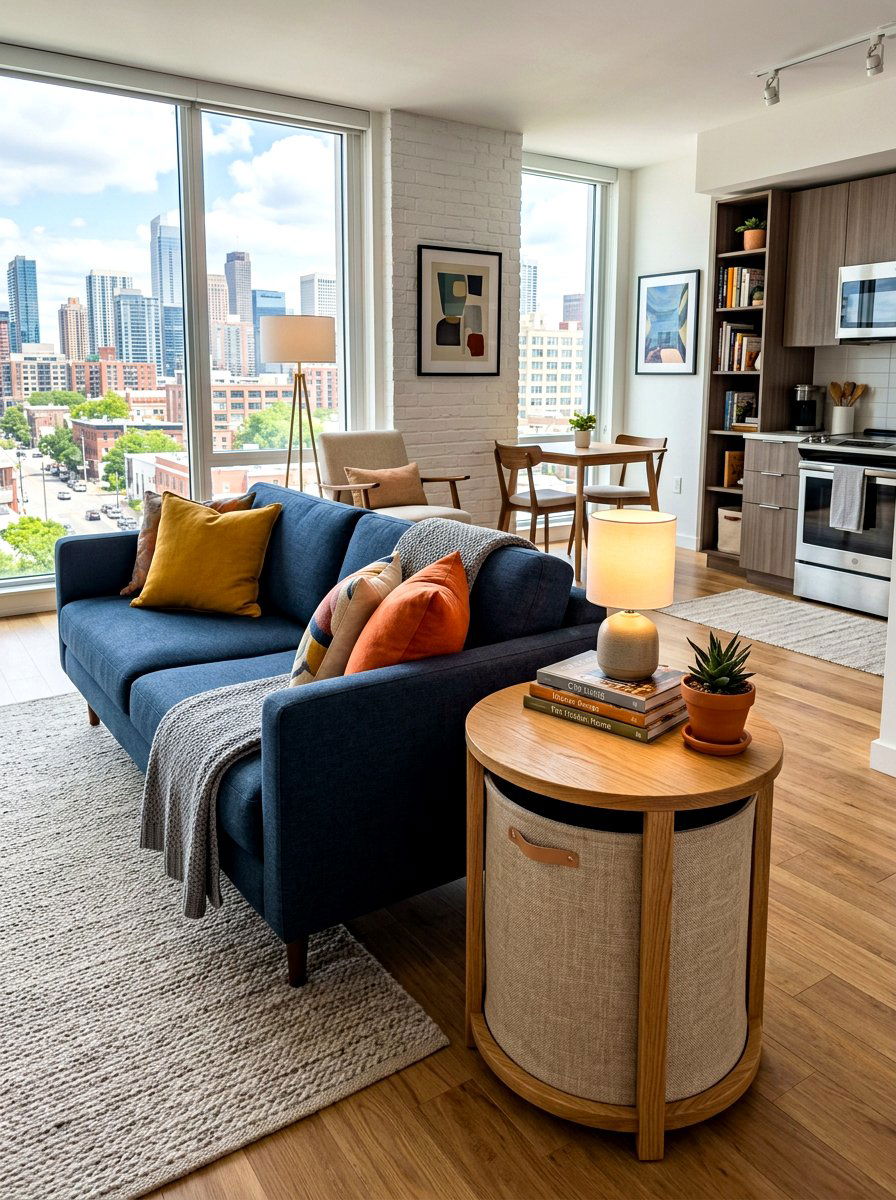 Side Table Hidden Hamper - 30 hidden hamper apartment ideas