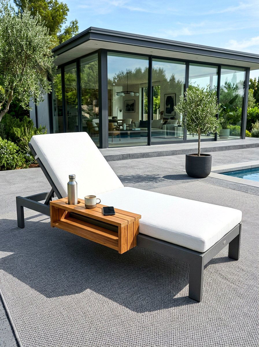 Side Table Integrated Lounger - 30 luxury sun lounger ideas