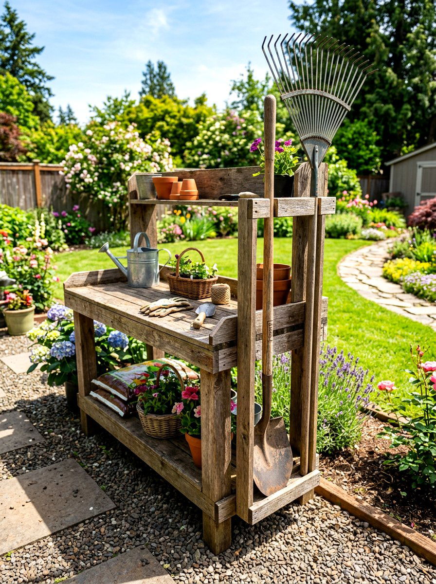Side Tool Rack - 30 potting bench storage ideas