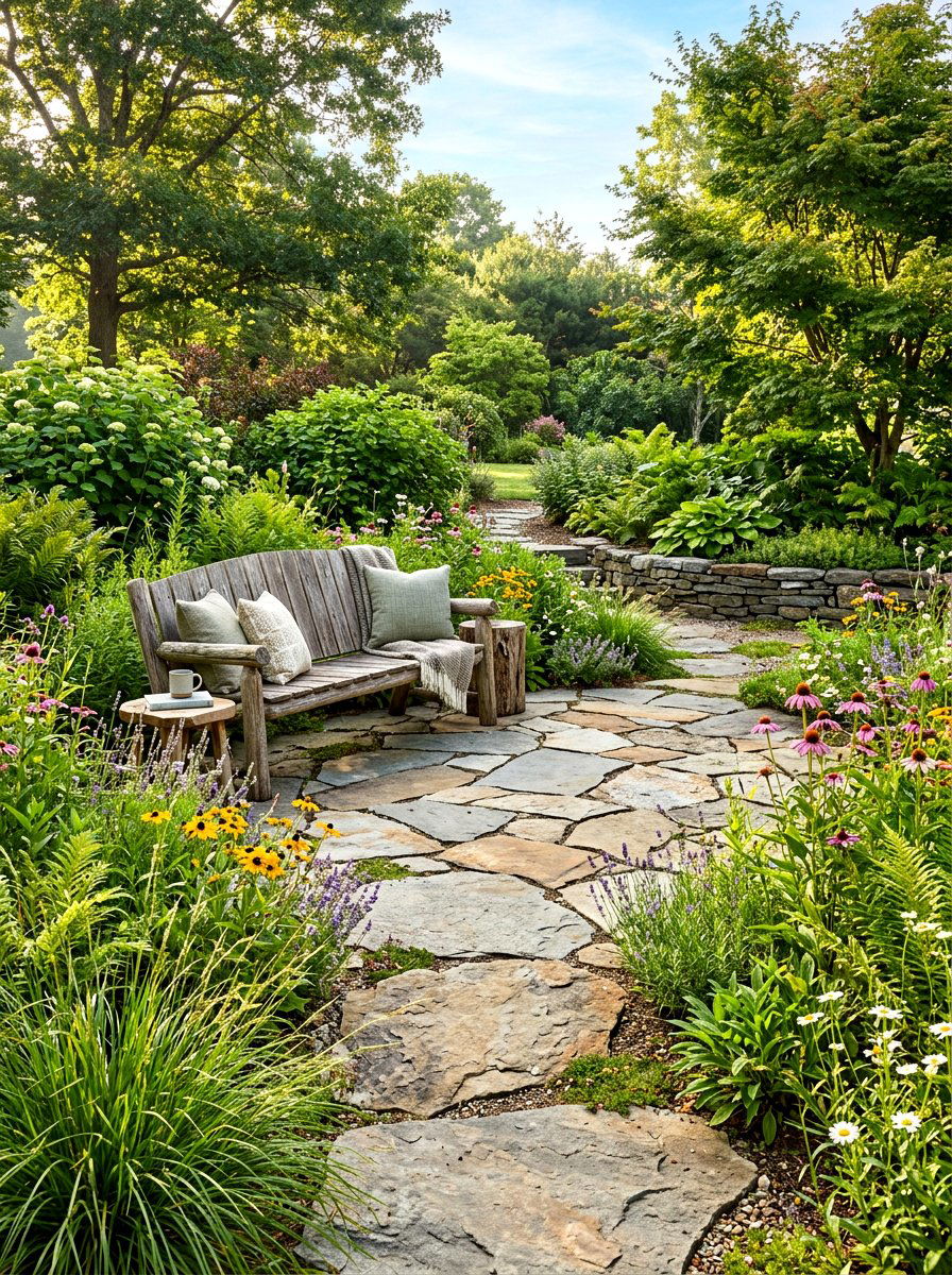 Side Yard Flagstone Sitting Area - 30 side yard seating ideas