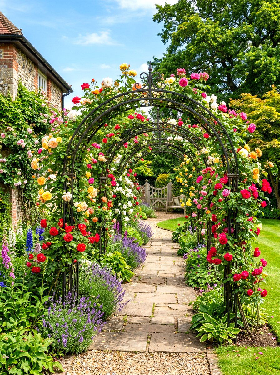 Side Yard Rose Tunnel - 30 cottage rose arbor ideas