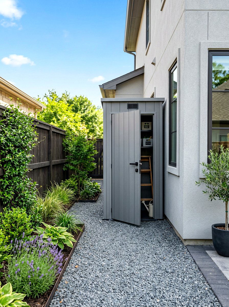 Side Yard Storage Shed - 30 shaded side yard ideas
