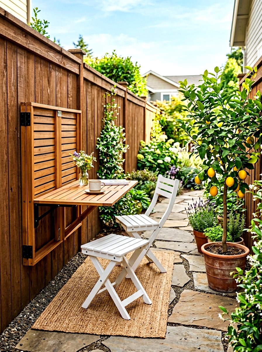Side Yard Wall Mounted Table - 30 side yard seating ideas