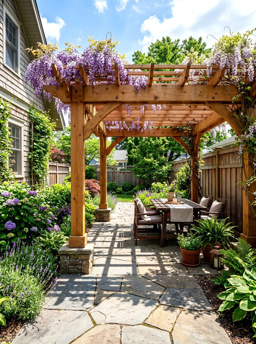 Side Yard Wood Pergola - 30 side yard privacy fence landscaping ideas
