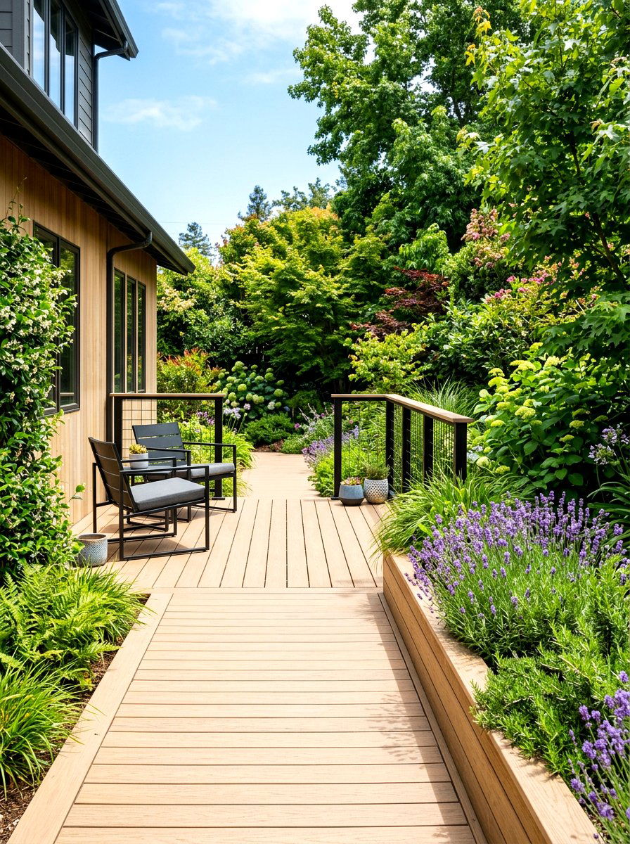 Side Yard Wooden Deck Walkway - 30 side yard seating ideas
