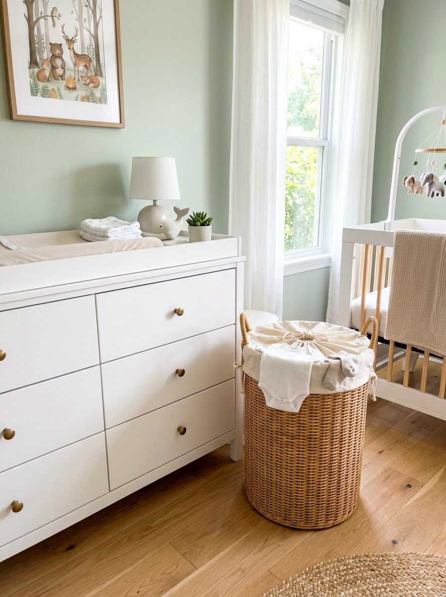 Side dresser hamper - 30 nursery dresser organization ideas