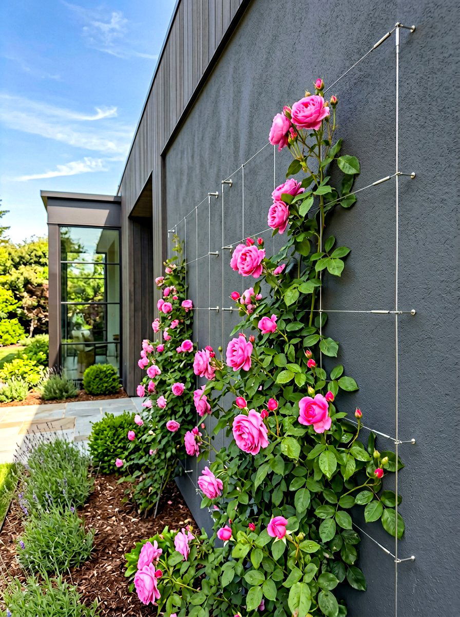 Side of house wire kits - 30 climbing rose trellis ideas