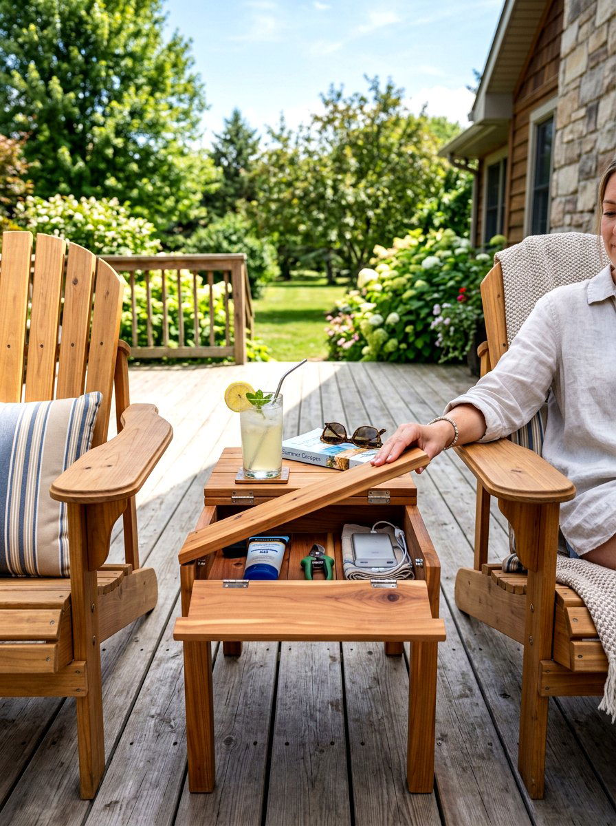 Side table with hidden compartment - 30 outdoor blanket storage ideas